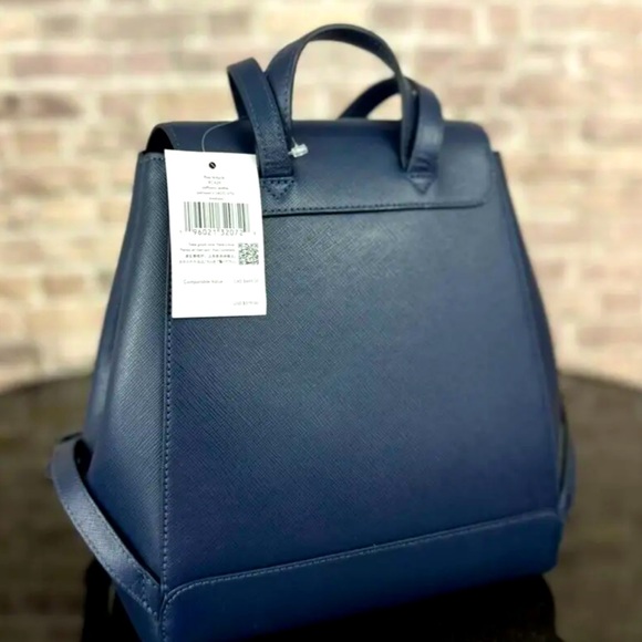 KATE SPADE NEW YORK MADISON LEATHER MEDIUM FLAP BACKPACK SHOULDER BAG $379 Navy - Picture 7 of 7